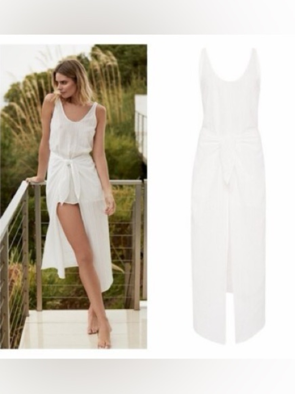 ANEMOS D.K. MIDI WRAP DRESS IN WOVEN BAMBOO COTTON GAUZE Large - Picture 2 of 8